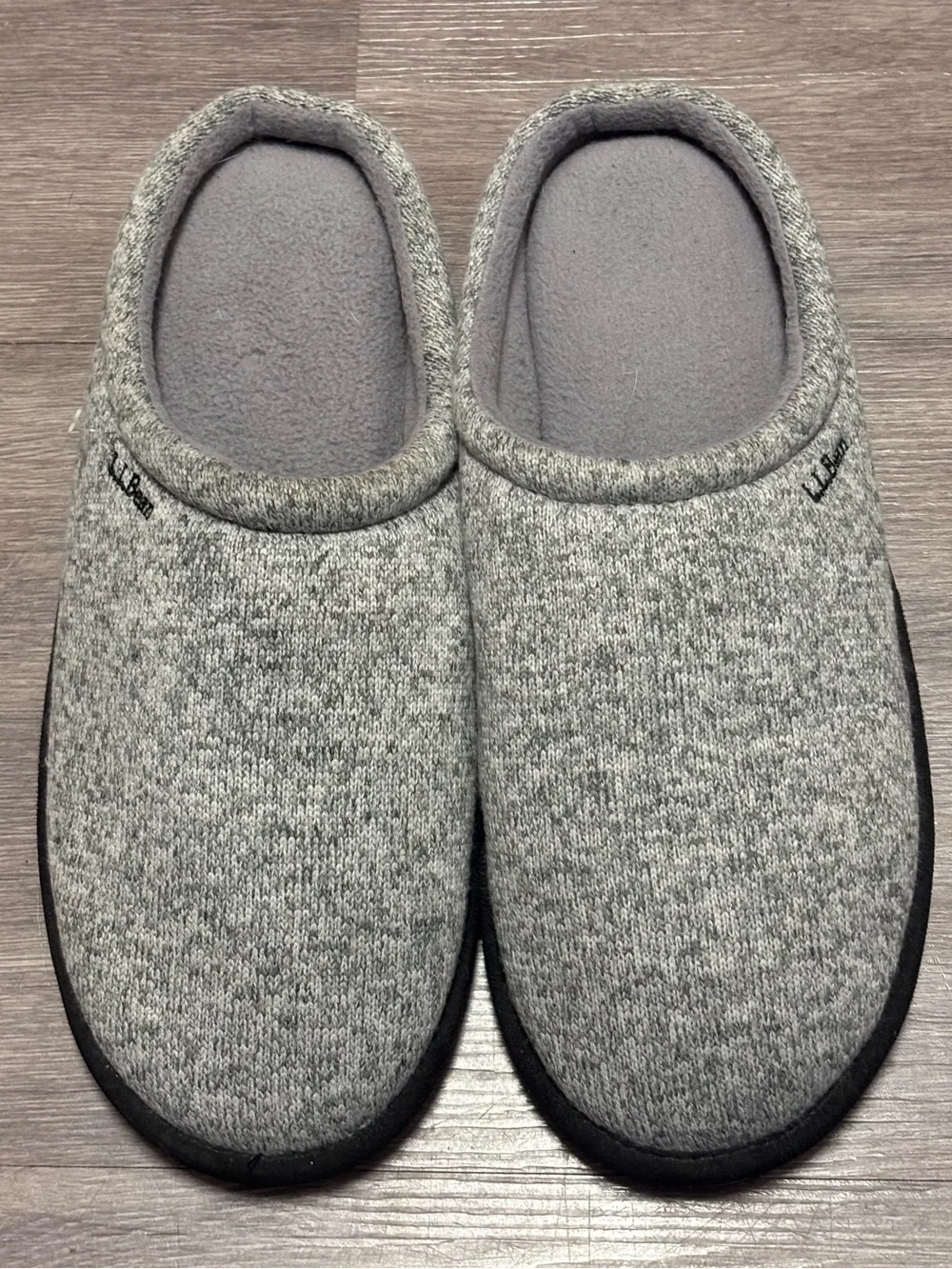 L.L. Bean Men's Sweater Fleece Slipper Scuffs Gray Heather Size 11 EUC